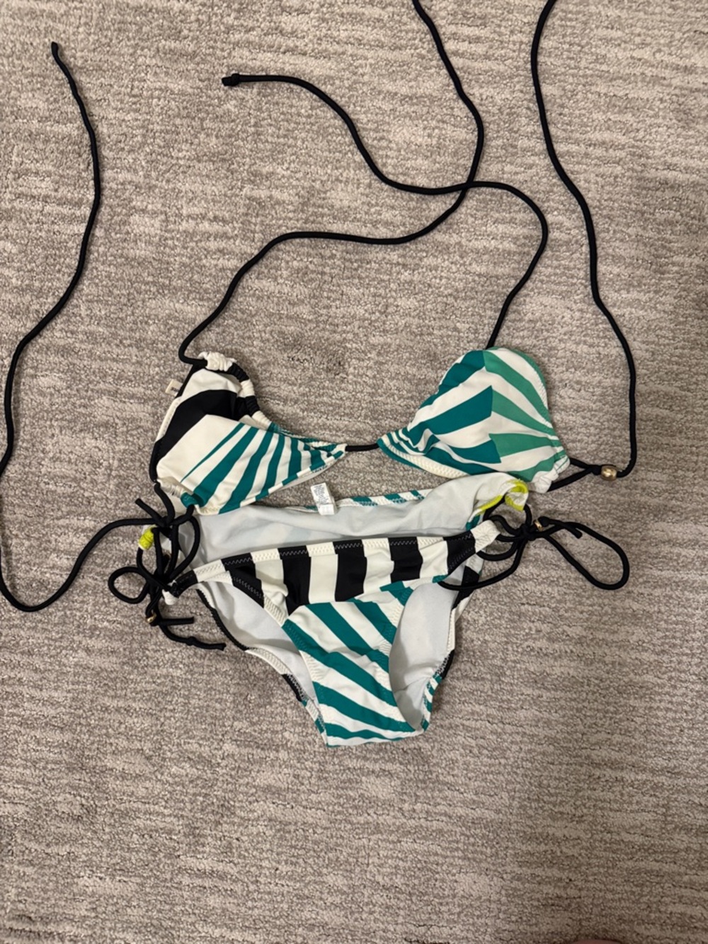 Striped Green and Black American Eagle Bikini